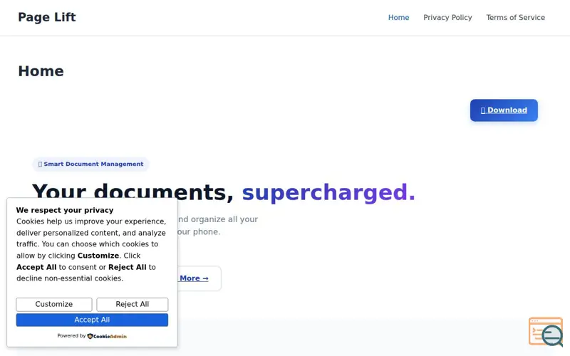 Screenshot of Page Lift