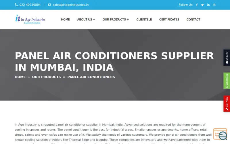 Screenshot of Trusted Panel Air Conditioners Supplier