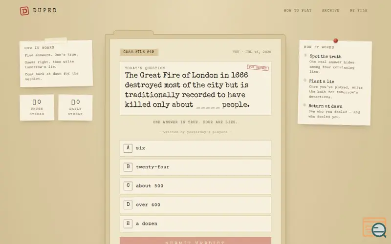 Screenshot of Duped