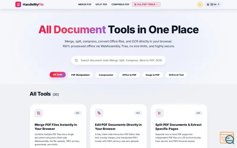 Screenshot of HandleMyFile | All Document Tools in One Place