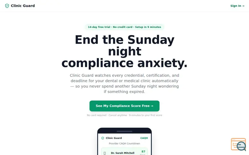 Screenshot of Clinic Guard