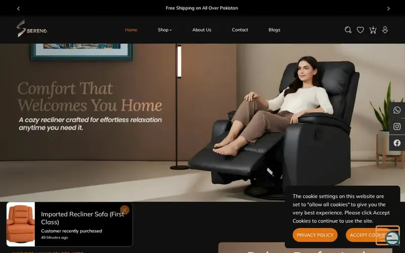Screenshot of Sereno Life, a launch using Smart SEO