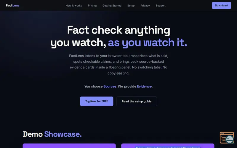 Screenshot of FactLens Live Fact Checking for Chrome