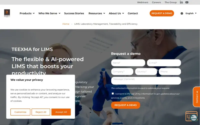Screenshot of TEEXMA for LIMS, a launch using GetApp