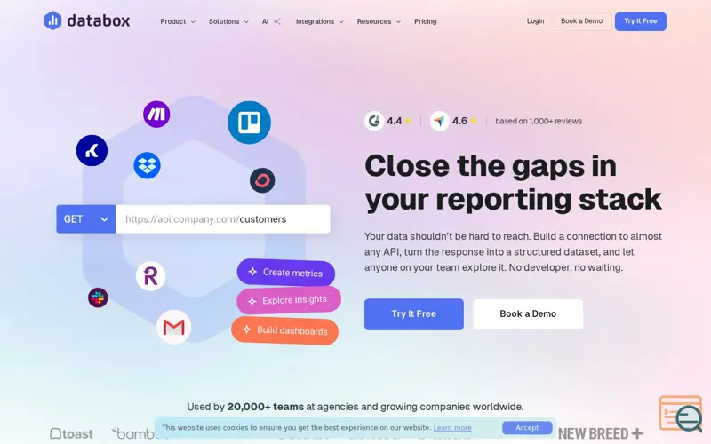 Screenshot of Custom Integrations by Databox