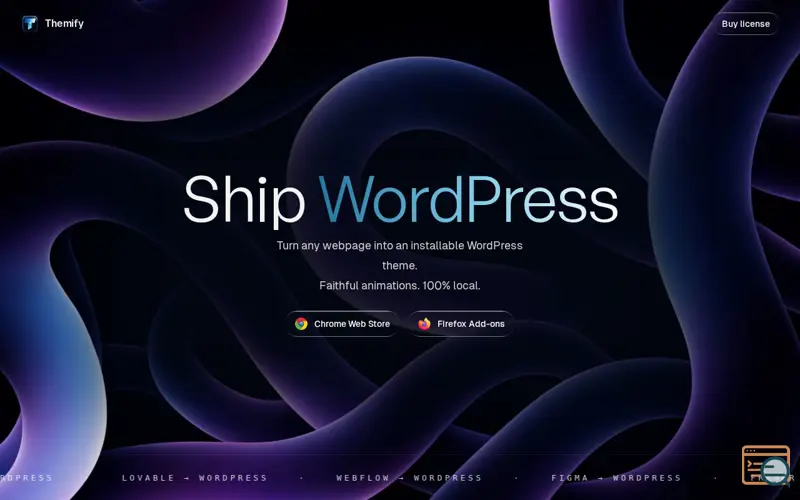 Screenshot of Themify — Convert any website to WordPress (no code)