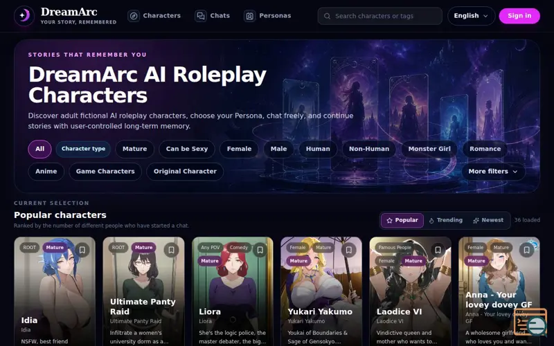 Screenshot of DreamArc