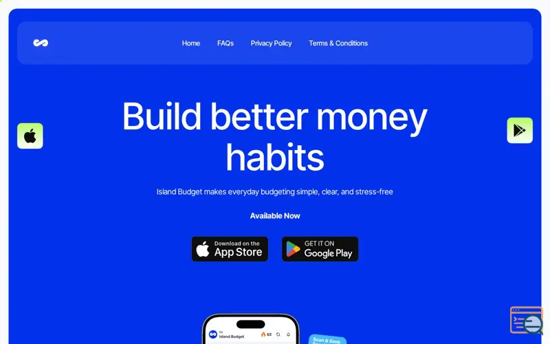 Screenshot of Island Budget, a launch using Bluehost