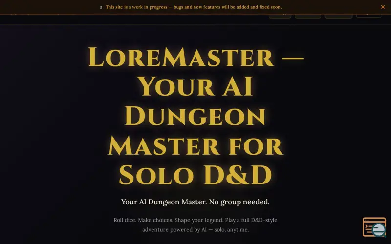 Screenshot of Play Solo D&D Online Free, a launch using Launchyard