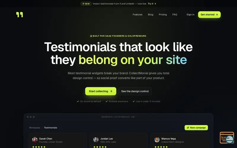 Screenshot of CollectMonial