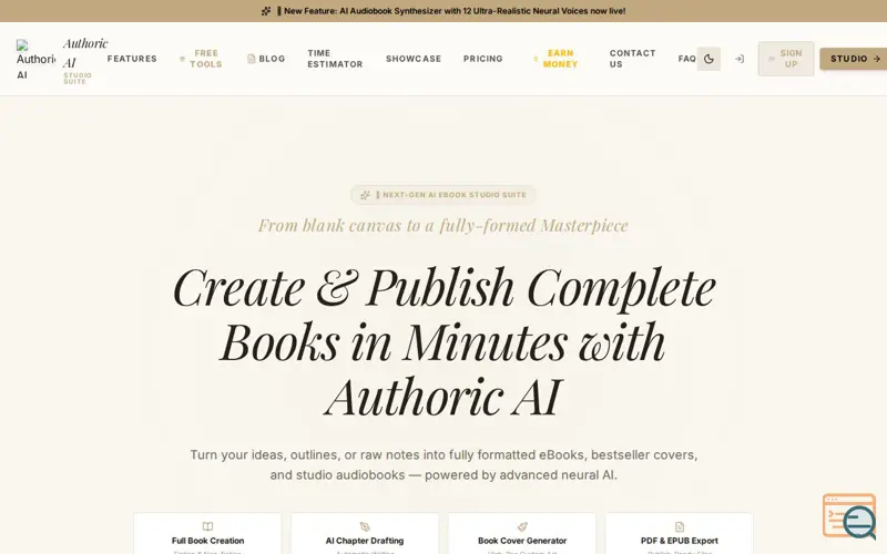 Screenshot of Authoric AI - Full Book Writing Software