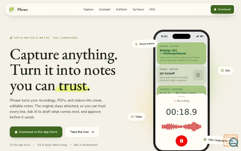 Screenshot of Phrase