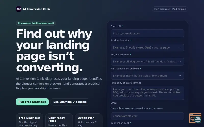 Screenshot of AI Conversion Clinic