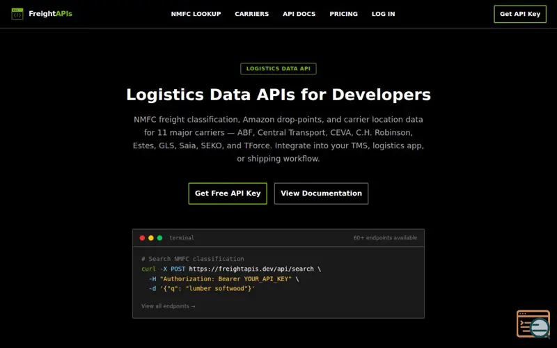 Screenshot of FreightAPIs