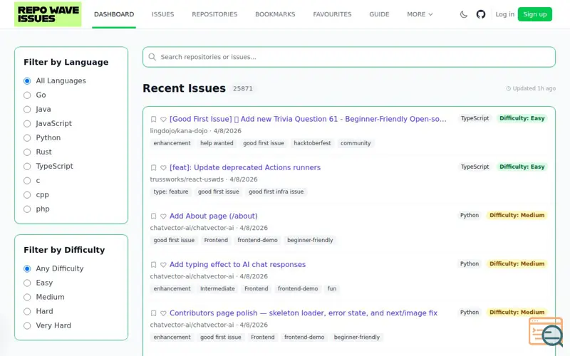Screenshot of Open Source Finder - Repowave