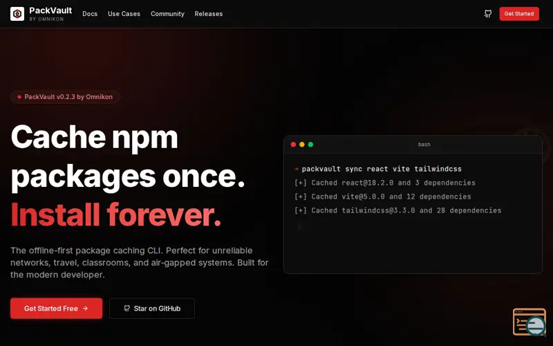 Screenshot of PackVault — Offline Package Management