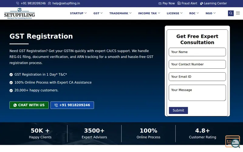 Screenshot of SetupFiling.in