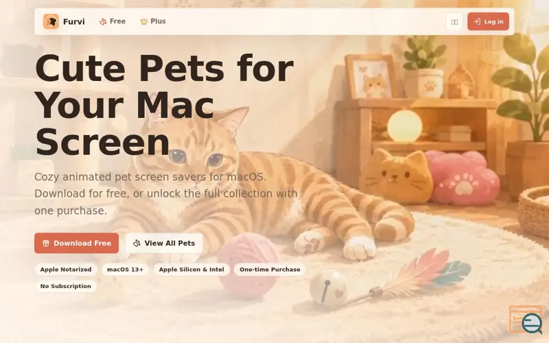 Screenshot of Furvi | Cozy Pet Screen Savers for macOS
