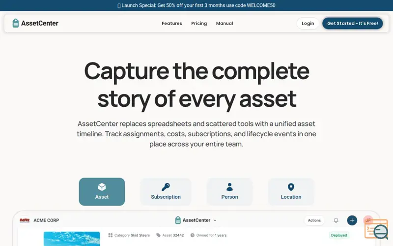Screenshot of AssetCenter, a launch using ShortPixel