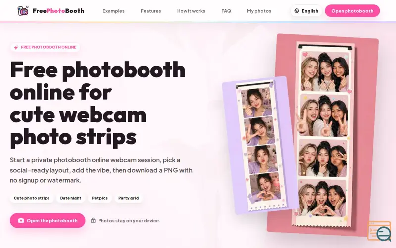 Screenshot of freephotobooth.online