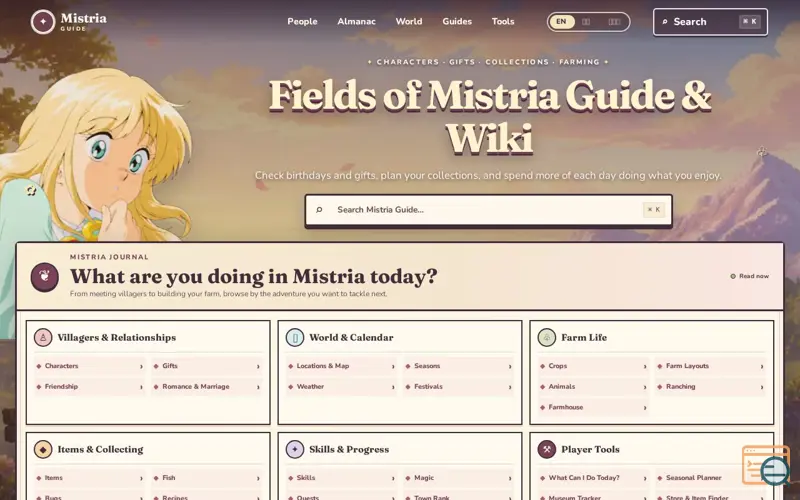 Screenshot of Mistria Guide