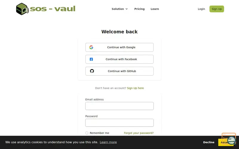 Screenshot of Sos-vault