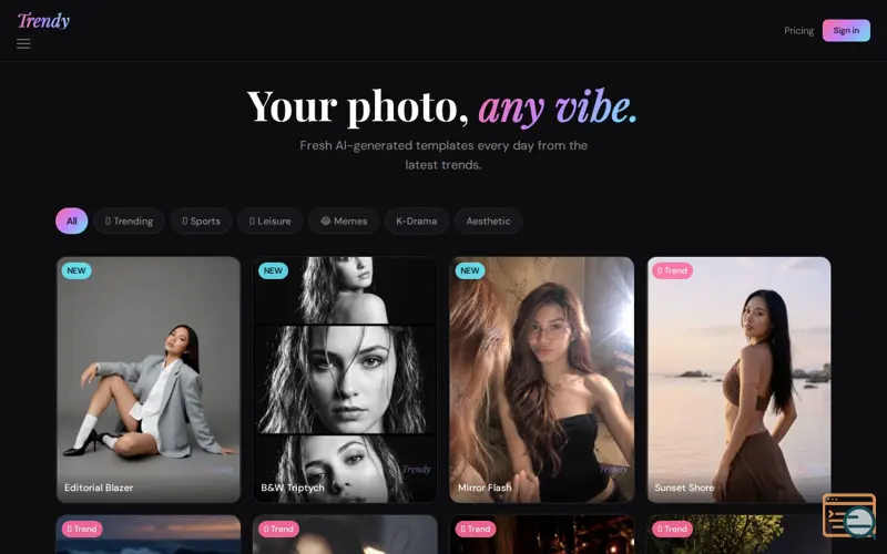 Screenshot of Trendy