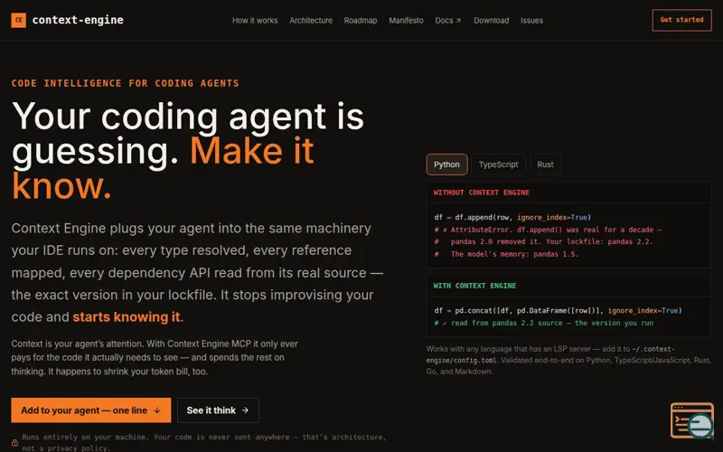 Screenshot of context-engine — the IDE for AI coding agents