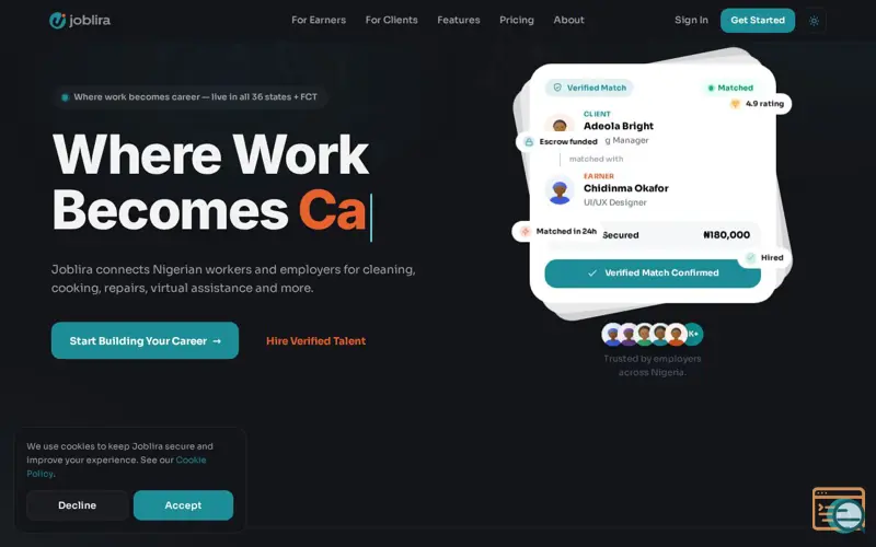 Screenshot of Joblira 