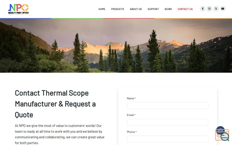 Screenshot of Thermal Scope Manufacturer | NP-Optics