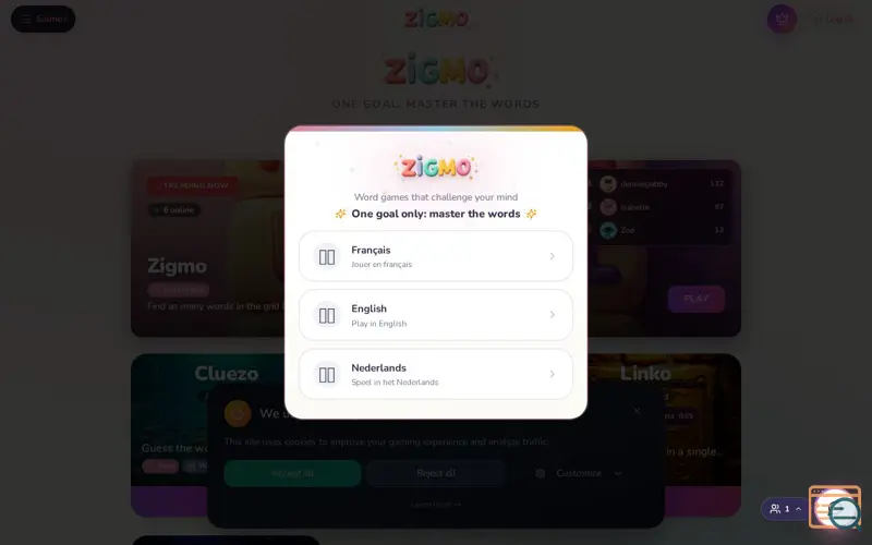 Screenshot of Zigmo - free word games