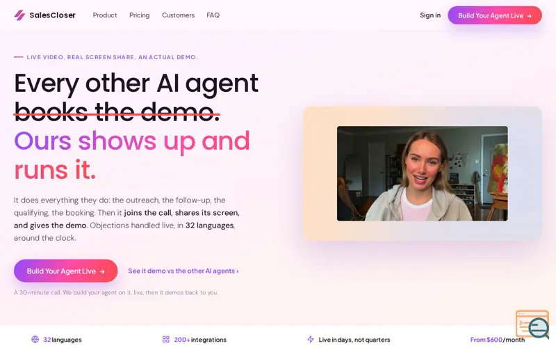 Screenshot of SalesCloser.ai