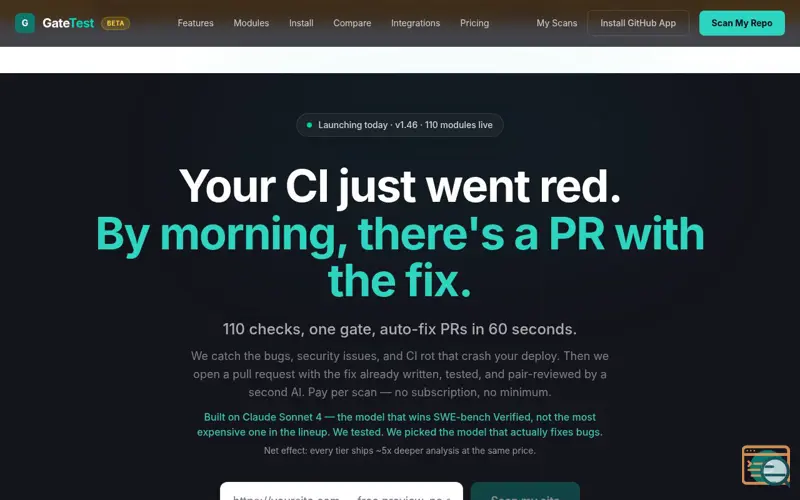 Screenshot of GateTest