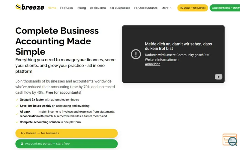 Screenshot of Breeze Accounting Software, a launch using HKDNS