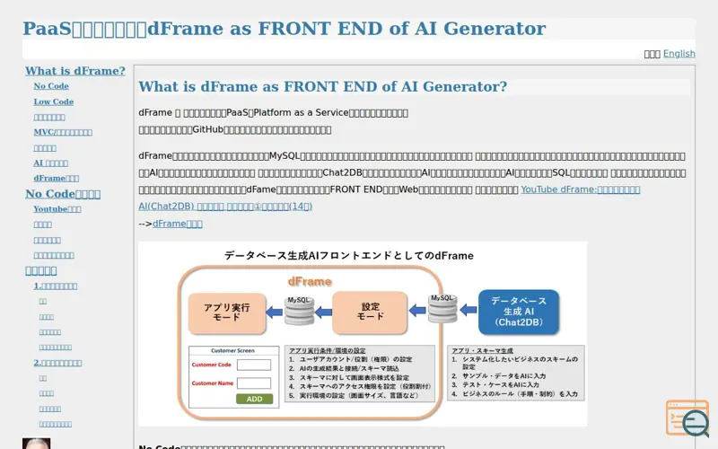 Screenshot of PaaS dFrame 