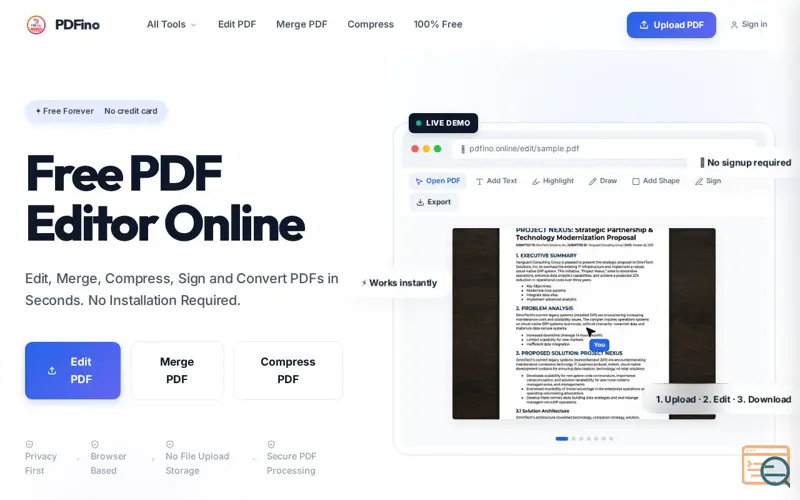 Screenshot of PDFino