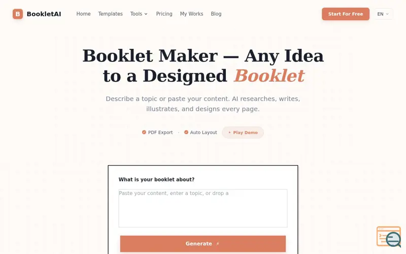 Screenshot of Booklet AI