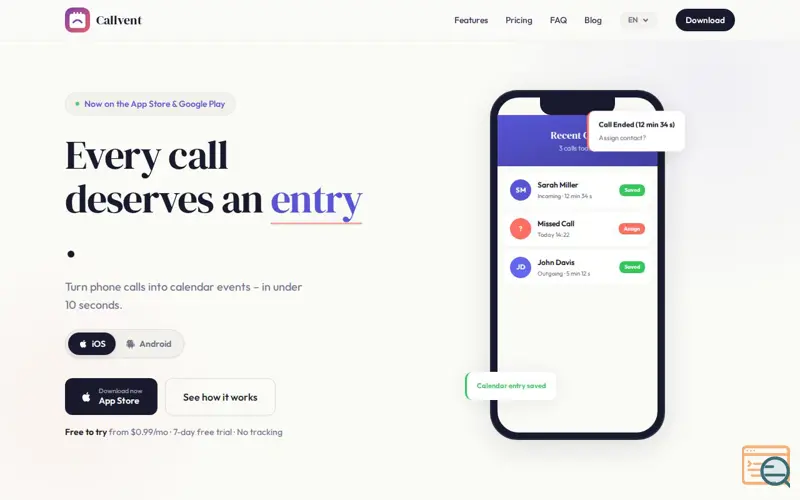 Screenshot of Callvent