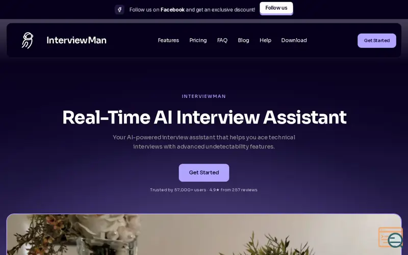 Screenshot of InterviewMan, a launch using Facebook Domain Verification