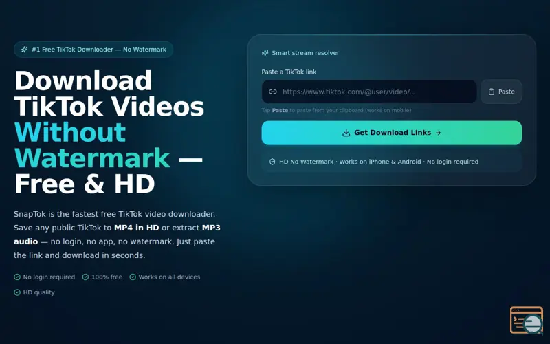 Screenshot of SnapTok