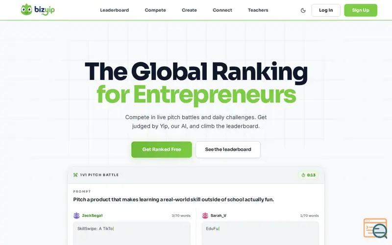 Screenshot of BizYip