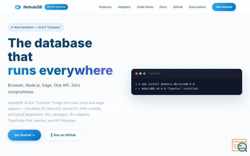 Screenshot of NebulaDB v0.6.0 Cumulus