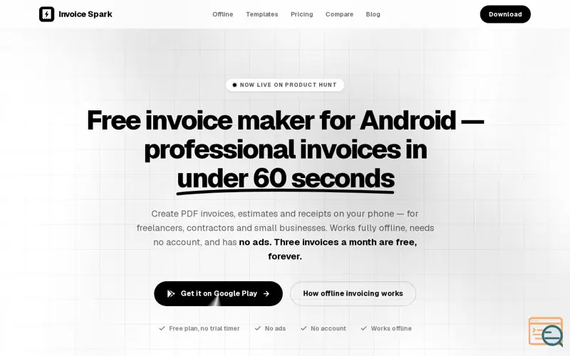 Screenshot of Professional Invoices in Under 60 Sec