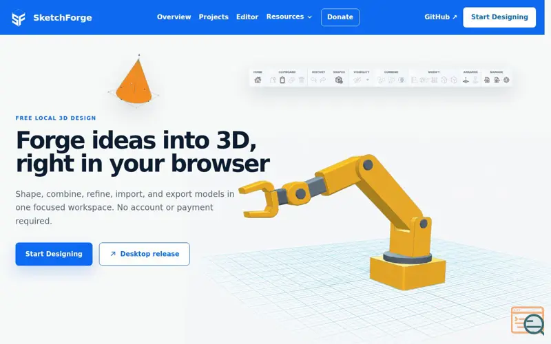 Screenshot of SketchForge 3D Editor | Free Tinkercad Alternative