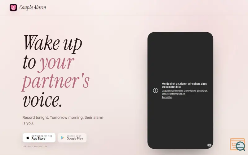 Screenshot of Couple Alarm