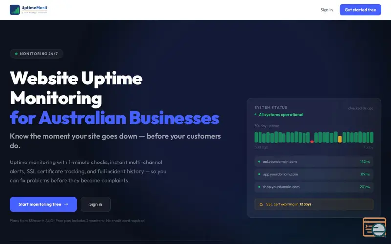 Screenshot of Uptime Monitor (by Daiz WebApps)