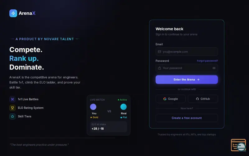 Screenshot of ArenaX