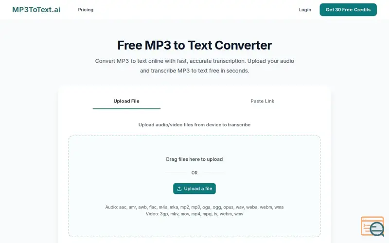 Screenshot of MP3toText
