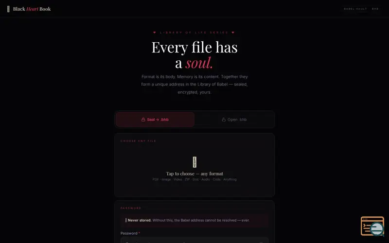 Screenshot of Black Heart Book