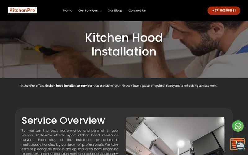 Screenshot of Exhaust hood installation 